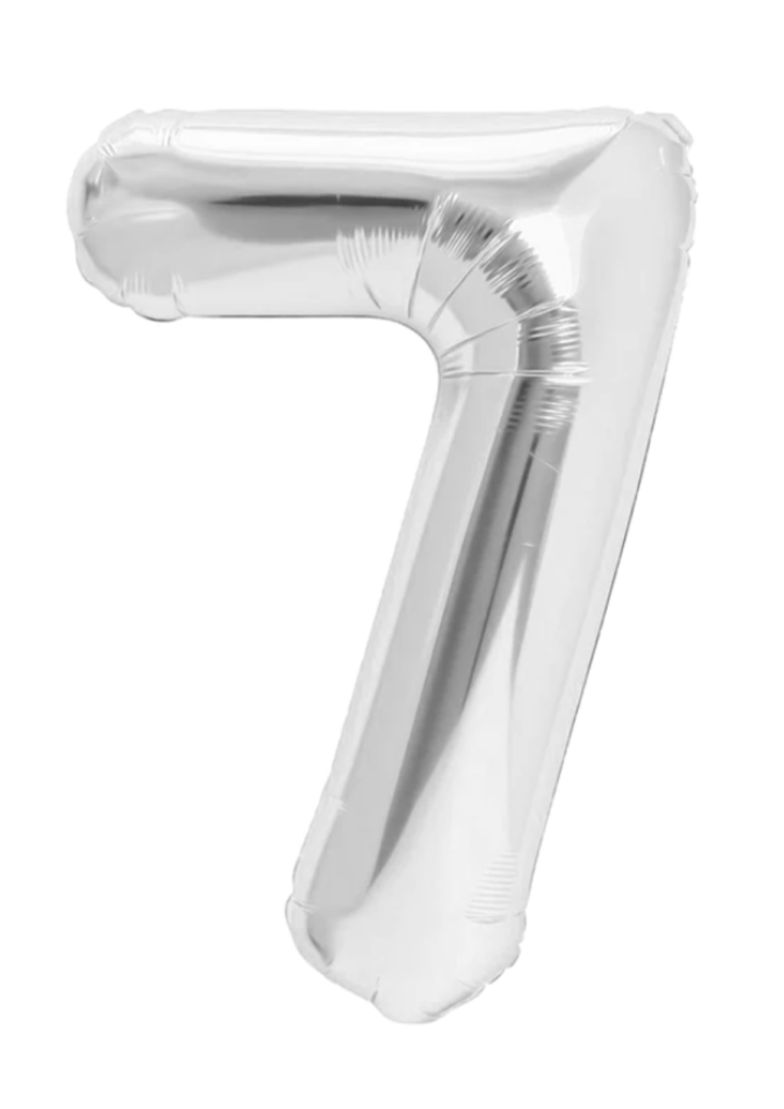 Balon cyfra "7" srebrna 100cm